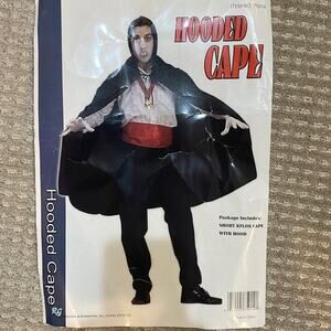 NWT Black Hooded Cape Vampire Halloween Costume One Size